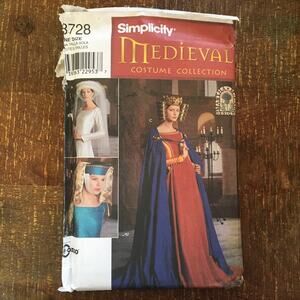 Simplicity SEwing Pattern 8728 Medieval Costume Headdress Toque Crown Cape UNCUT